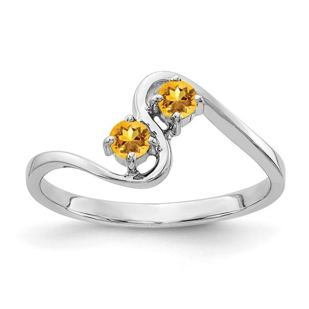 Sparkling Cushion Citrine Ring Women Jewelry Wedding Gift 14K White Gold Plated 